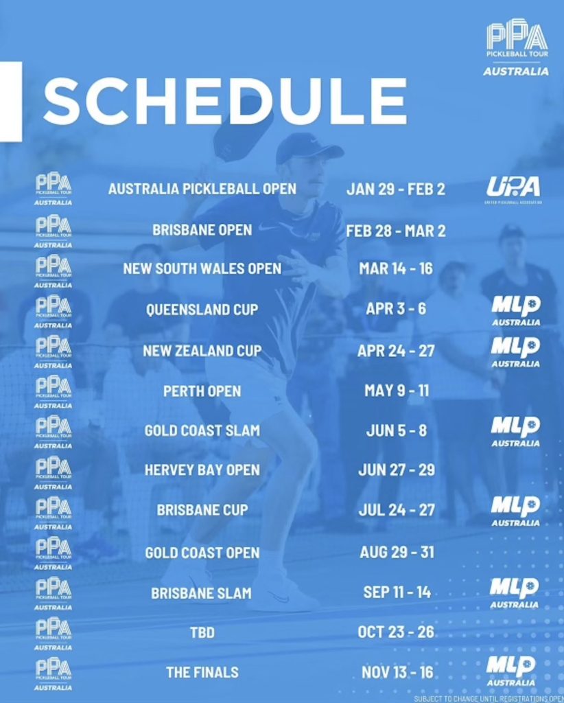 2025 Australian Professional Pickleball Tournament Calendar - NPL and MLP Australia dates